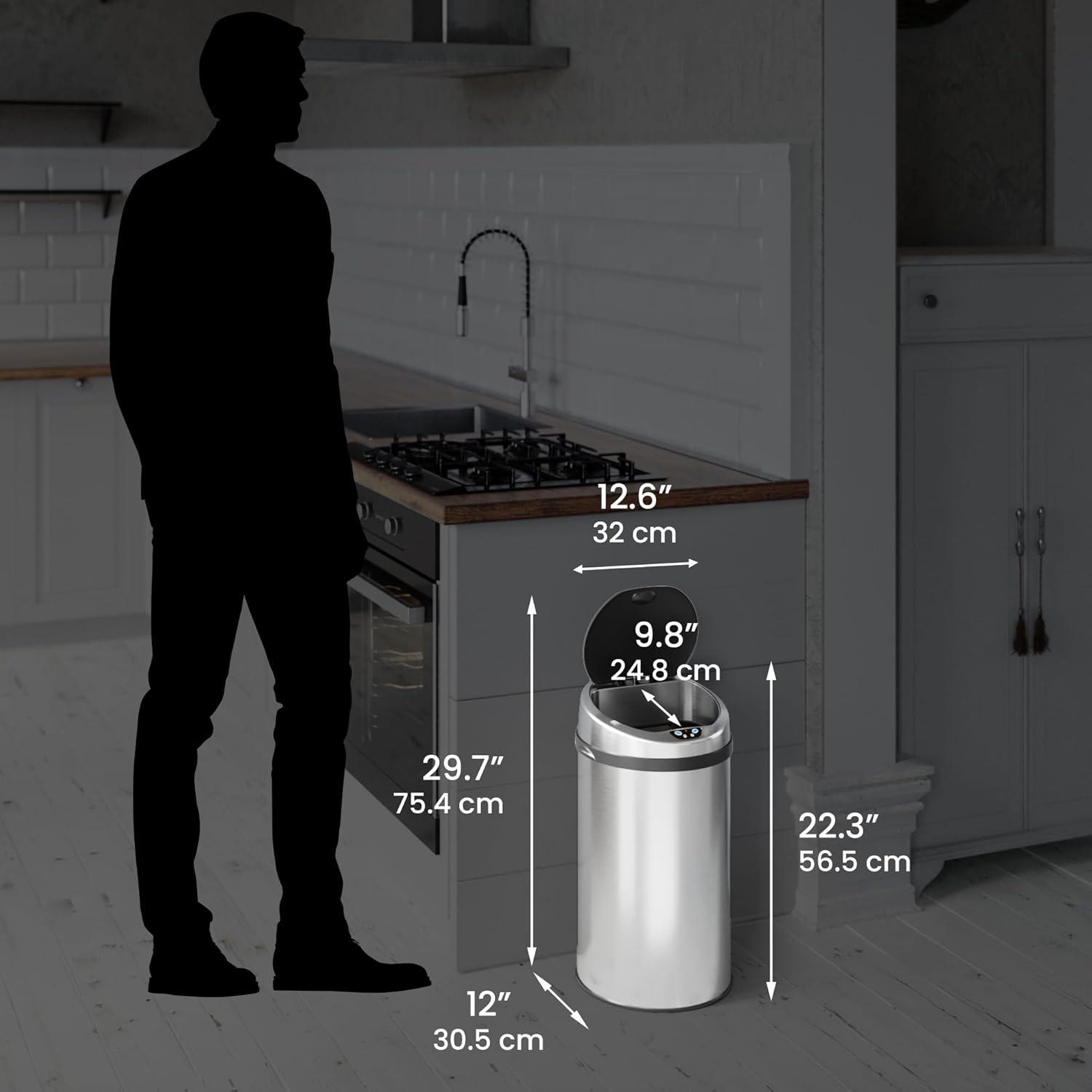 iTouchless Stainless Steel 8 Gallon Motion Sensor Trash Can