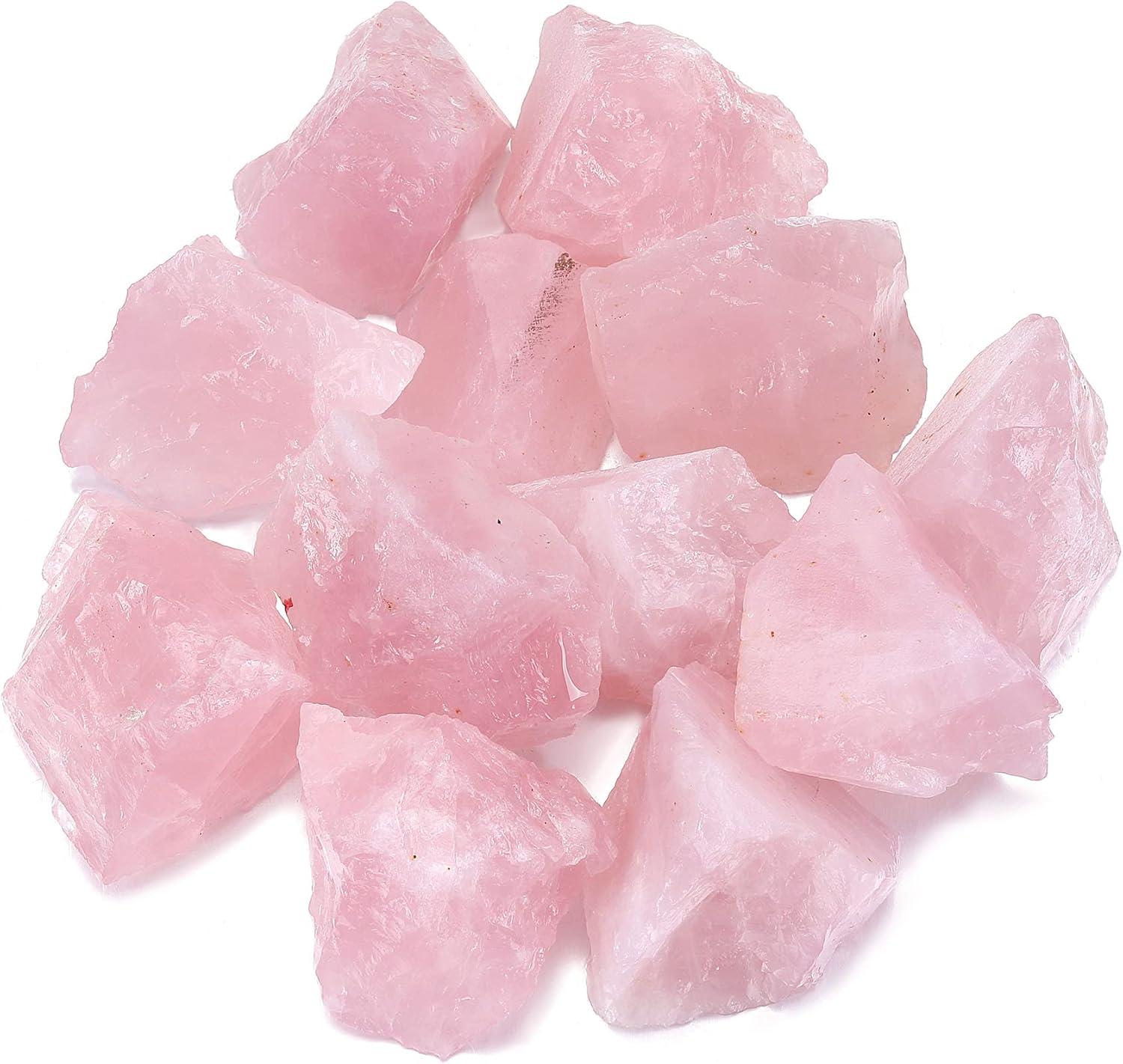 1 lb Natural Raw Rose Quartz Rough Stones Set