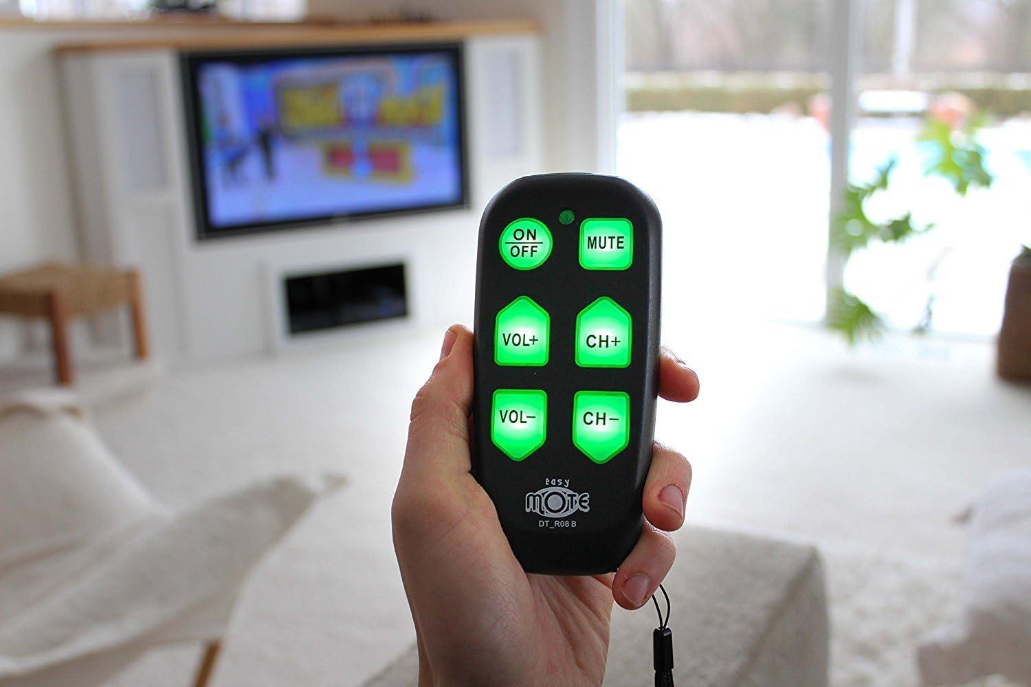 Universal Big Button TV Remote - EasyMote | DT-R08B. Backlit, Easy Use, Smart, Learning Television & Cable Box Controller, Perfect for Assisted Living Elderly Care.