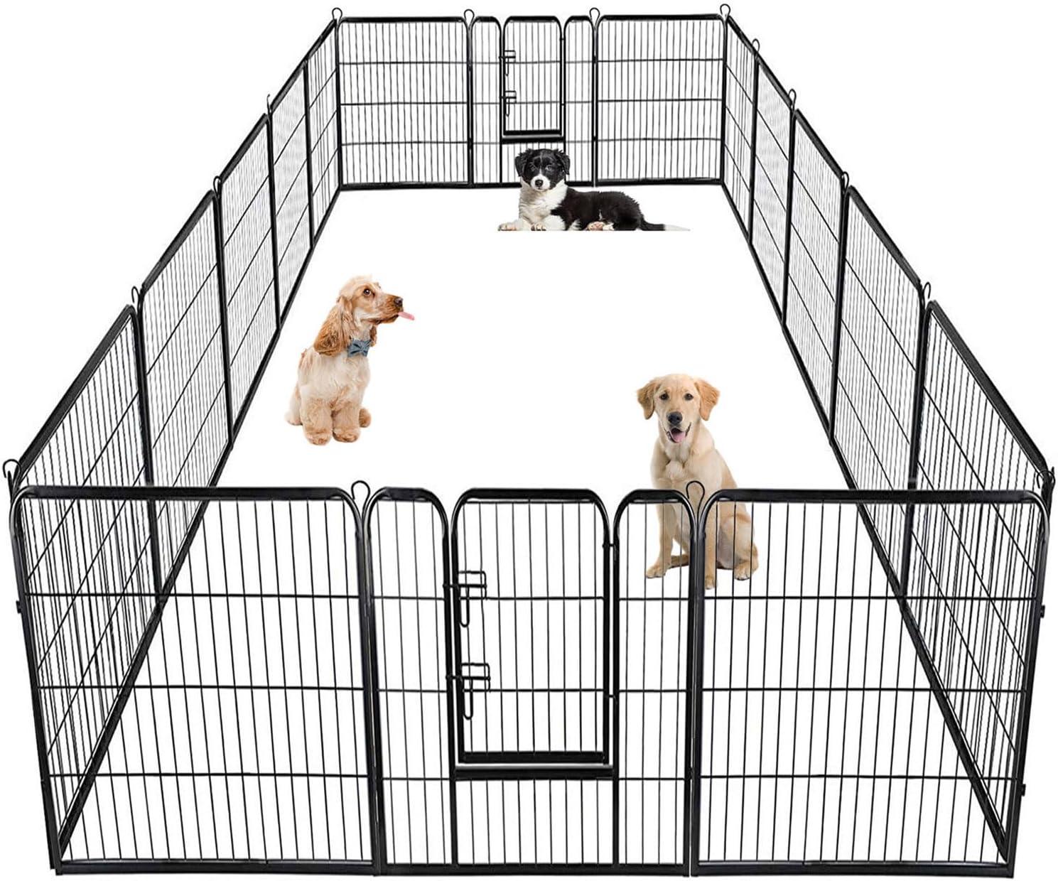 FDW Dog Playpen Pet Dog Fence 2-32 Panels  24/32/40"H Metal Dog Pen Outdoor Exercise Pen with Doors for Large/Medium /Small Dogs for RV,Camping,Yard