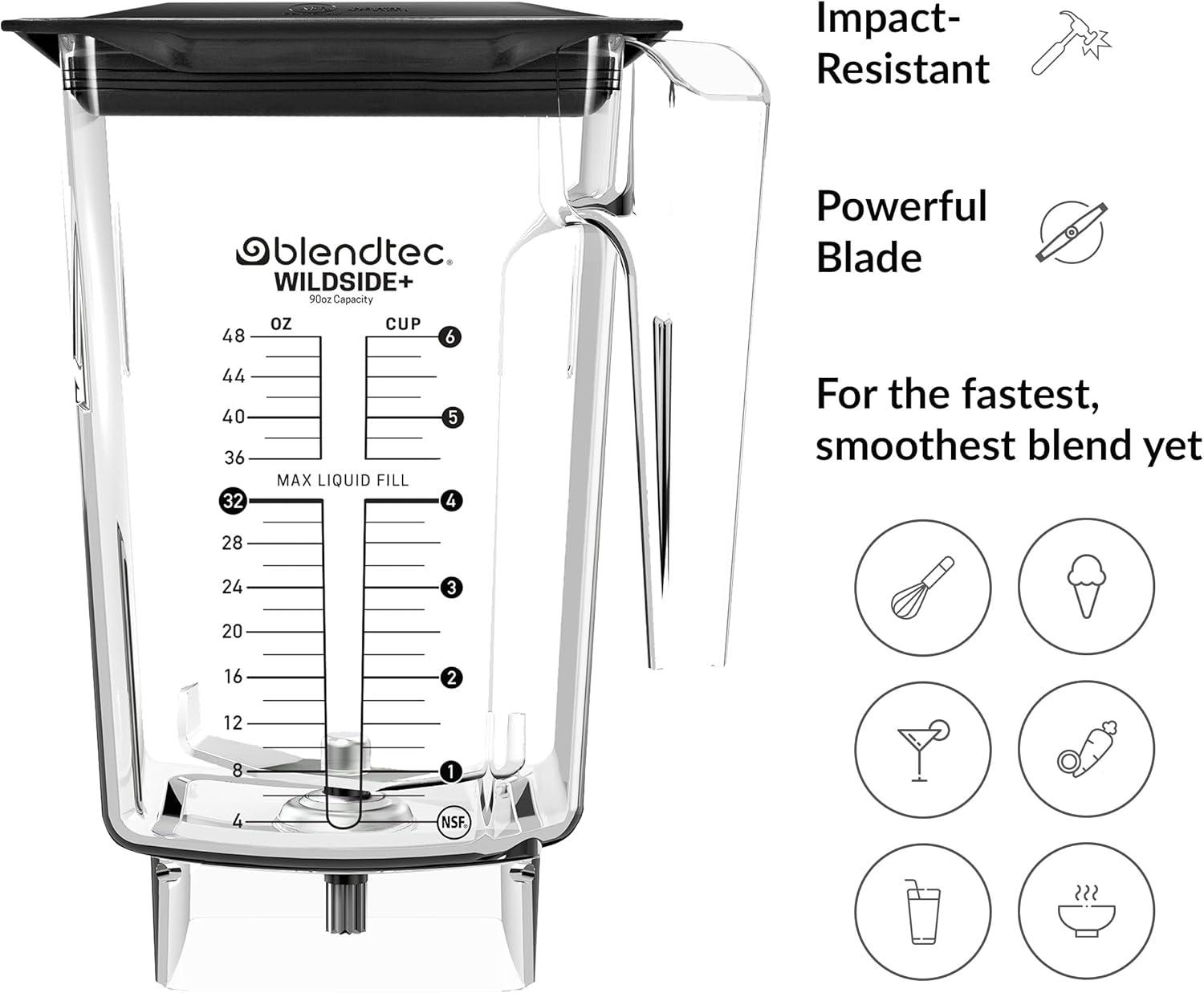 Blendtec 90 oz Clear BPA-Free Copolyester WildSide+ Blender Jar