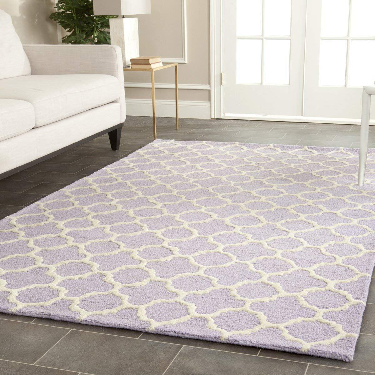 Hand-Tufted Elegance Wool Area Rug in Lavender & Ivory, 3' x 5'