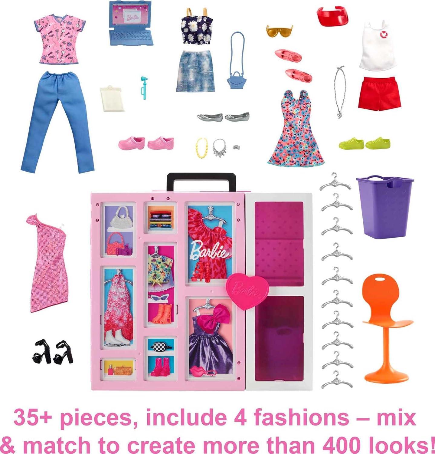 Barbie Dream Closet Playset with 35+ Clothes and Accessories, Mirror and Laundry Chute