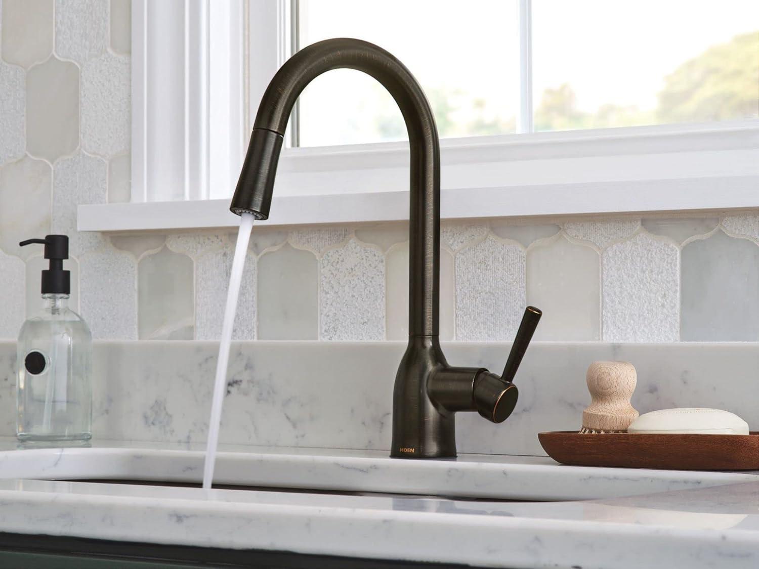 Moen Adler Mediterranean Bronze Single Hole Pull Down Kitchen Faucet, 87233BRB