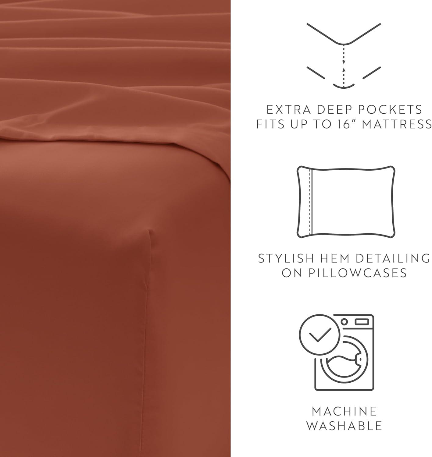 Simply Soft Brushed Microfiber Solid 6 Piece Sheet Set