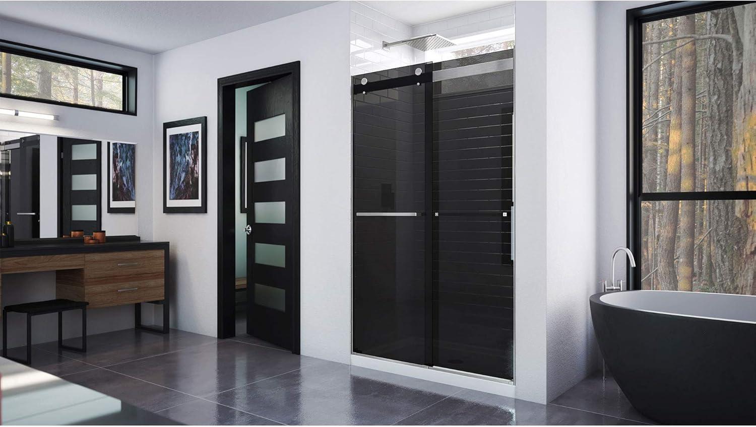 44" - 48" W 76" H Reversible Semi-Frameless Shower Door with ClearMax Technology