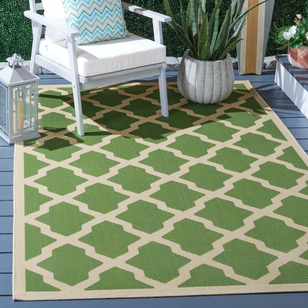 Courtyard CY6903 Power Loomed Indoor and Outdoor Area Rug - Green/Beige - 4'x5'7" - Safavieh