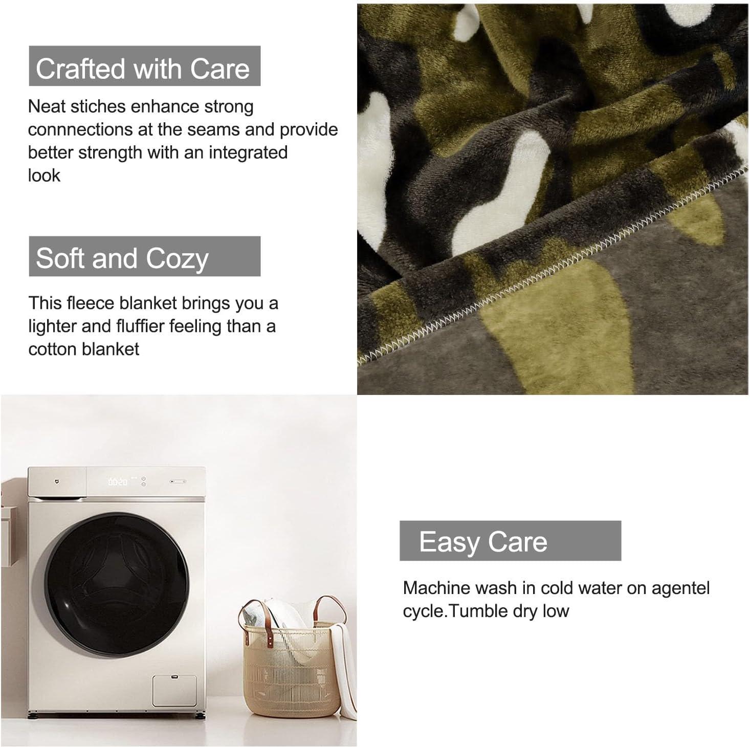 HommomH 60" x 80" Army Blanket Throw Soldier Comfort Warmth Soft Cozy Air Conditioning Easy Care Machine Wash Camouflage