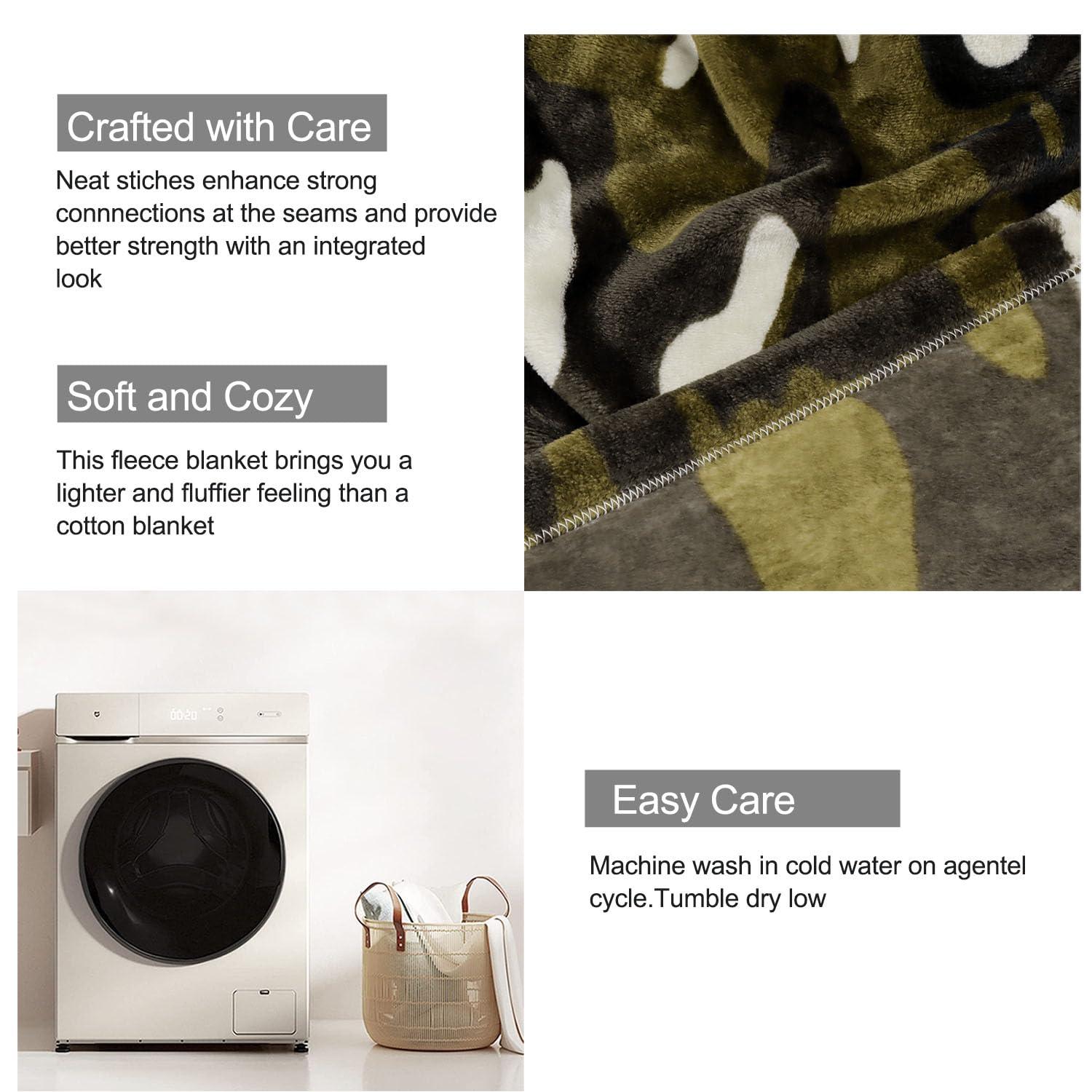 HommomH 60" x 80" Army Blanket Throw Soldier Comfort Warmth Soft Cozy Air Conditioning Easy Care Machine Wash Camouflage