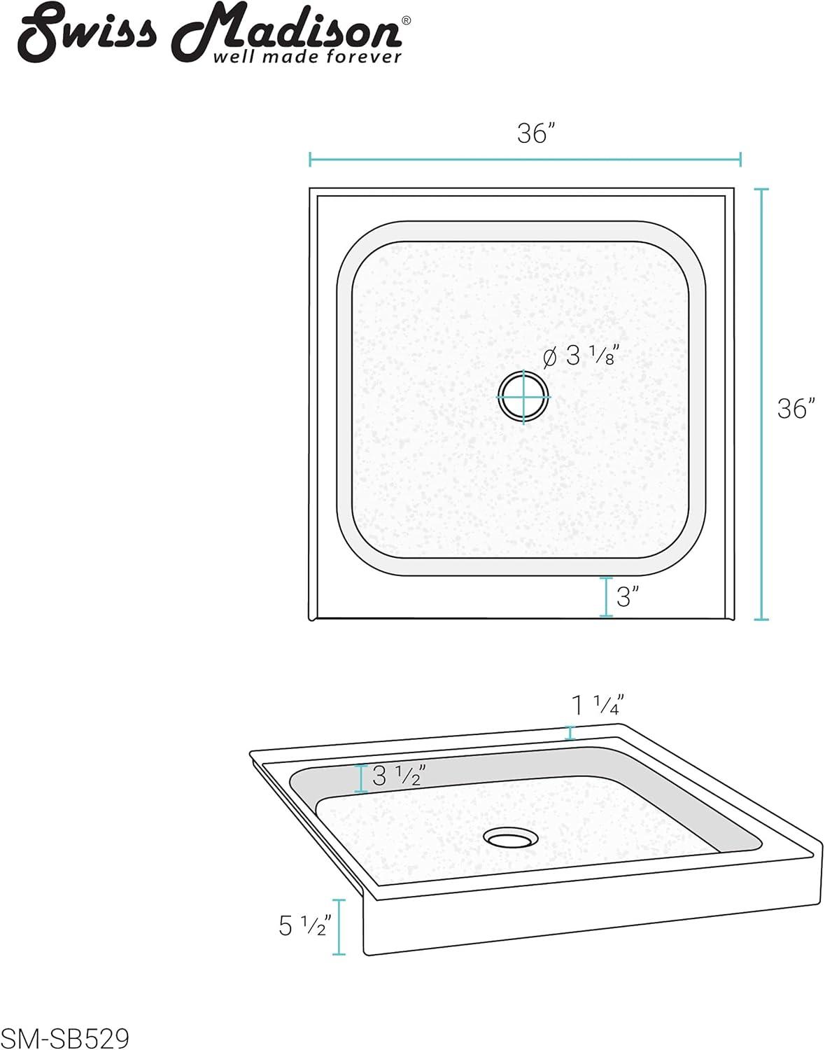 Voltaire 36" x 36" Single-Threshold, Center Drain, Shower Base