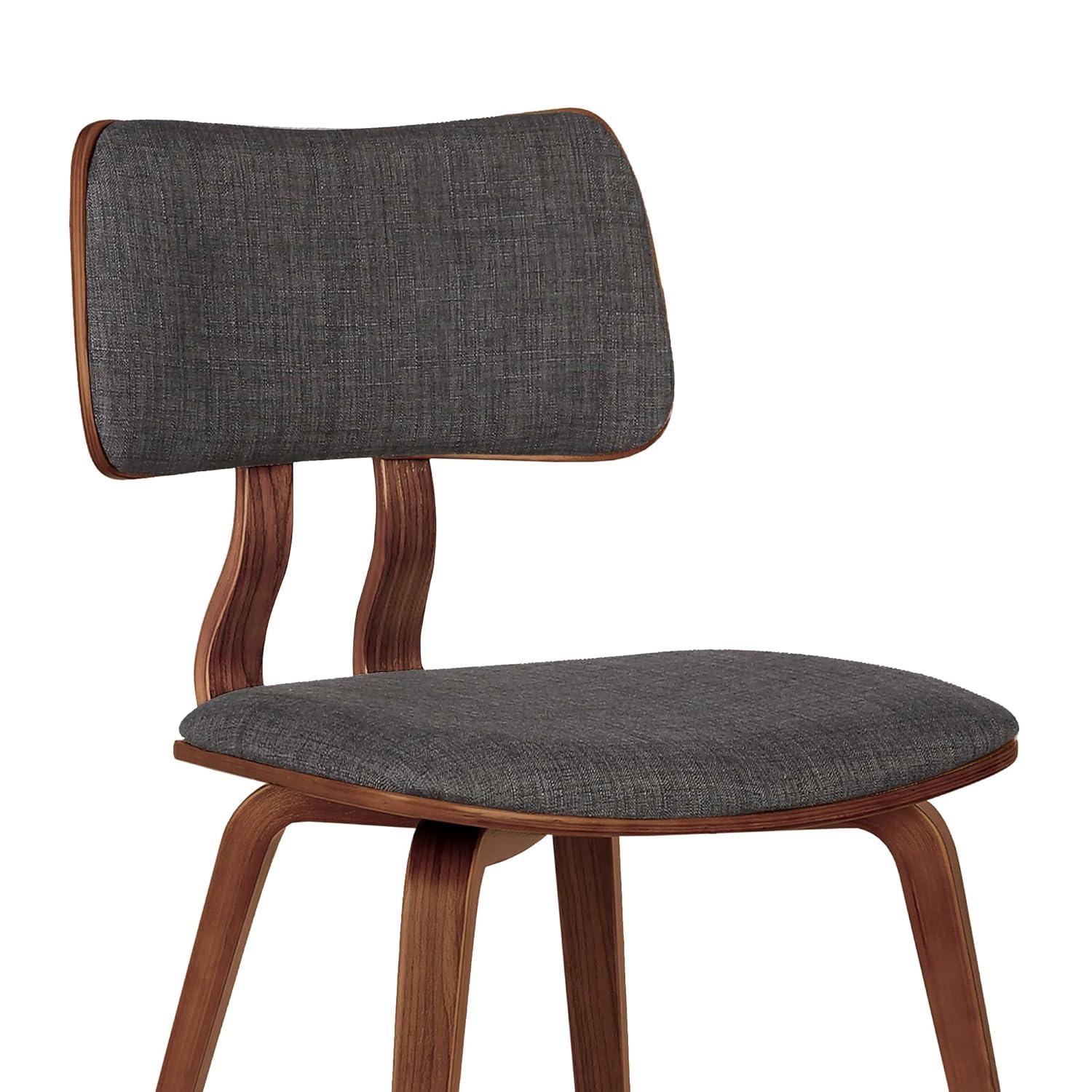 Jaguar Mid-Century Modern Kitchen Dining Table Accent Chair in Walnut Wood and Charcoal Fabric