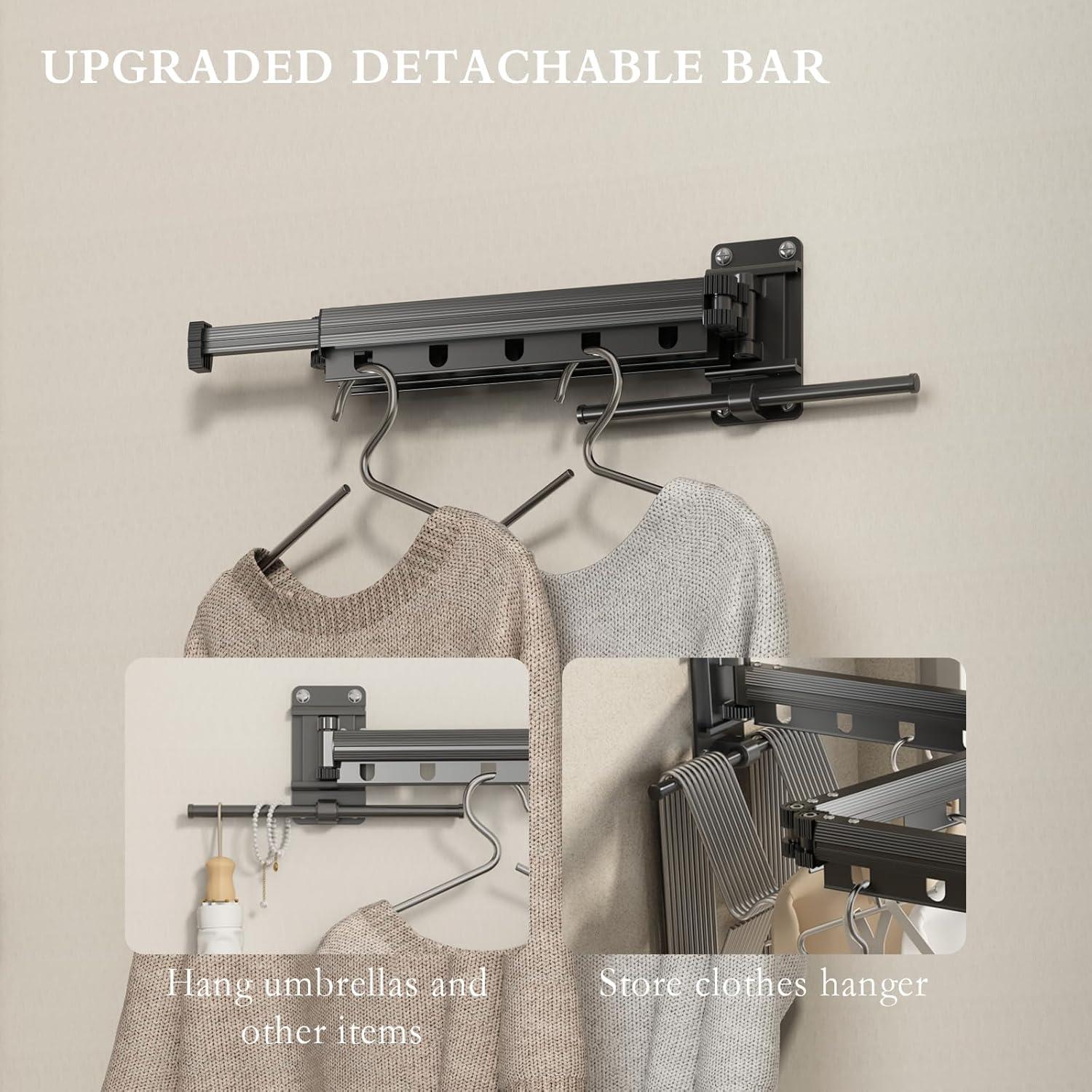 Matte Gray Aluminum Wall-Mounted Foldable Drying Rack