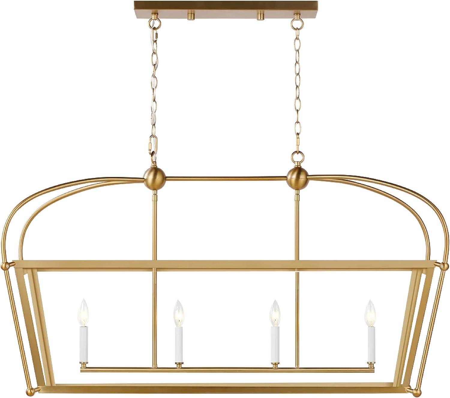 Satin Brass Elegance 4-Light Linear Pendant for Indoor/Outdoor