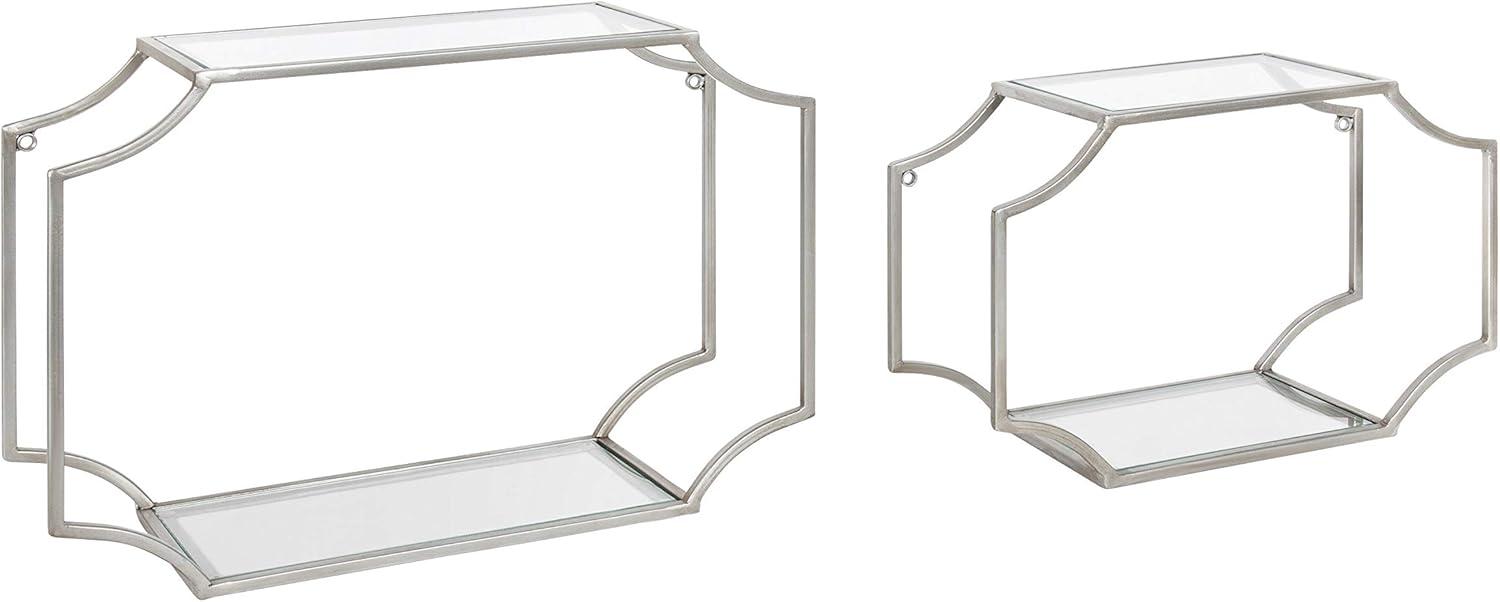 2pc 18" Ciel Modern Glam Metal Wall Shelf Set Silver - Kate & Laurel All Things Decor
