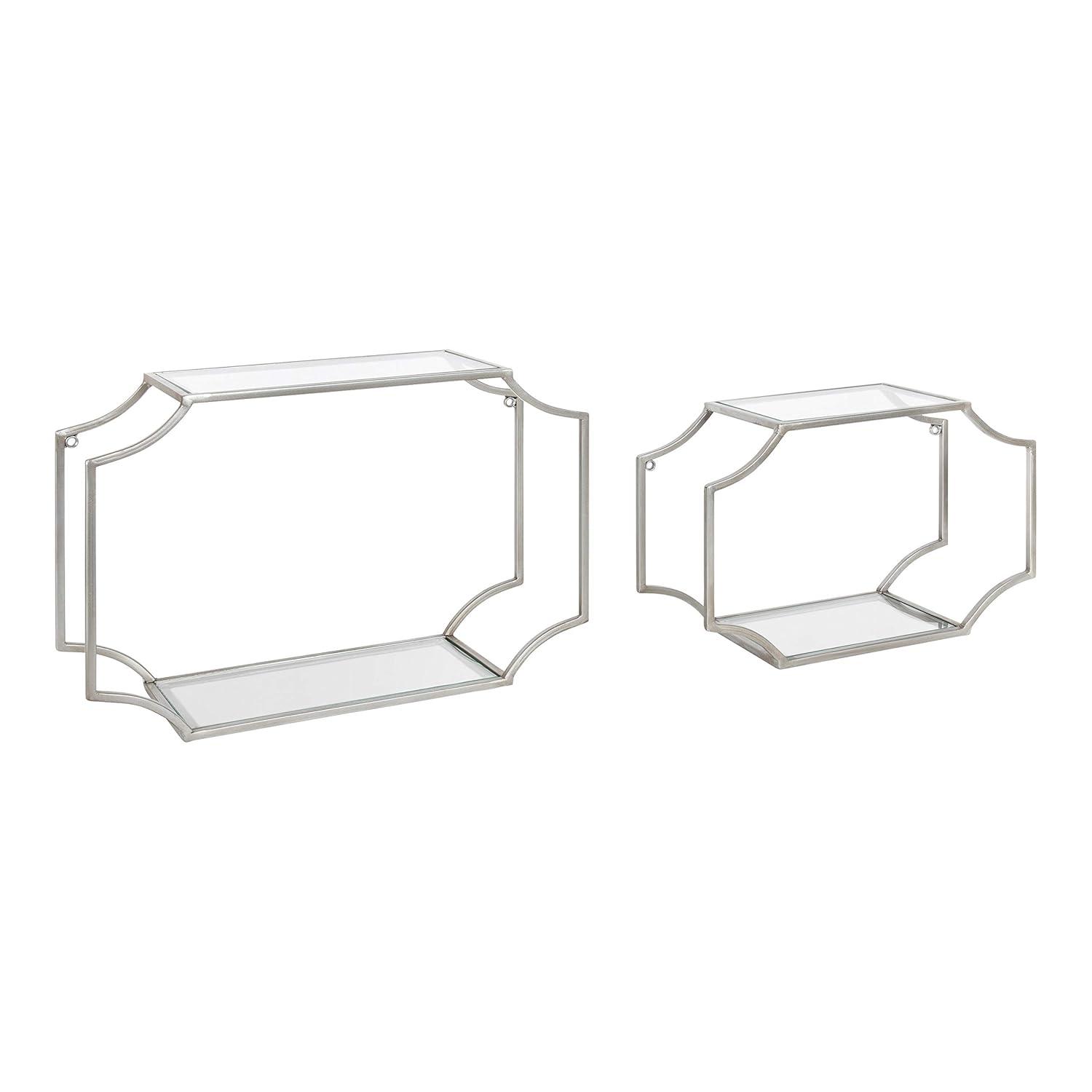 2pc 18" Ciel Modern Glam Metal Wall Shelf Set Silver - Kate & Laurel All Things Decor