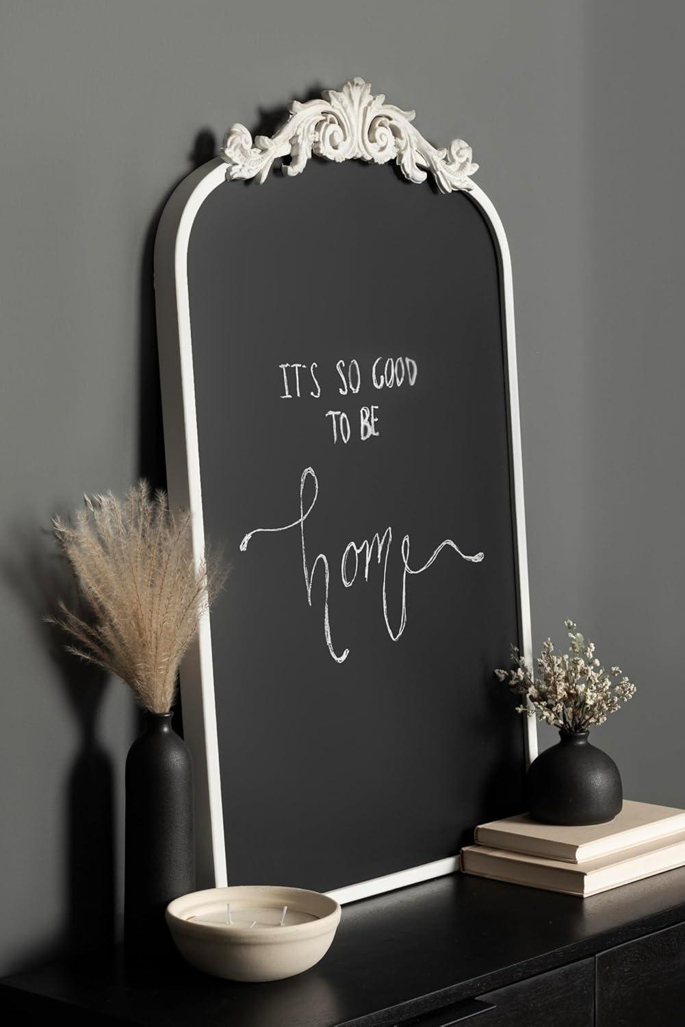 Kate and Laurel Arendahl Decorative Vintage Arch Chalkboard, 19 x 31, White, Framed Arched Ornate Magnetic Chalkboard for Bedroom Organization or Entryway Decor