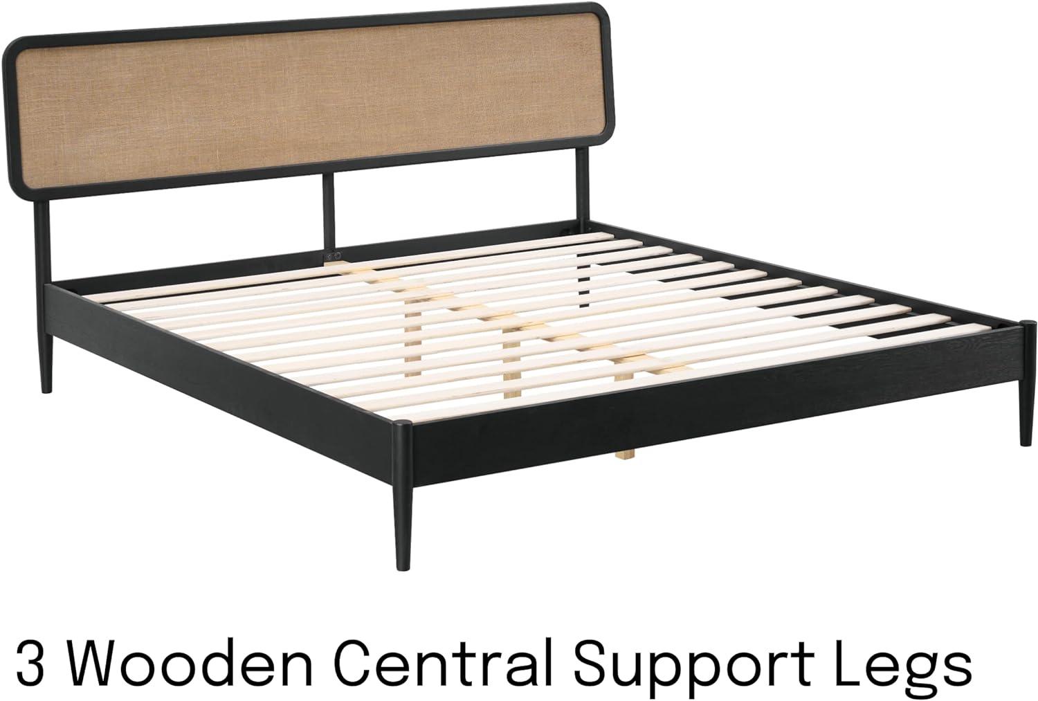 Lupin Solid Wood Bed Frame with Headboard and Silent Slats, 1000 lbs Capacity Bed Frame