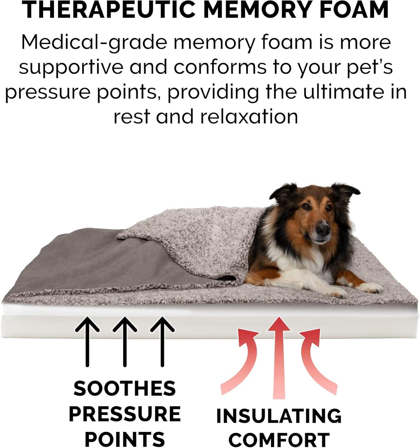 FurHaven Berber and Suede Blanket Top Mattress Memory Foam Dog Bed