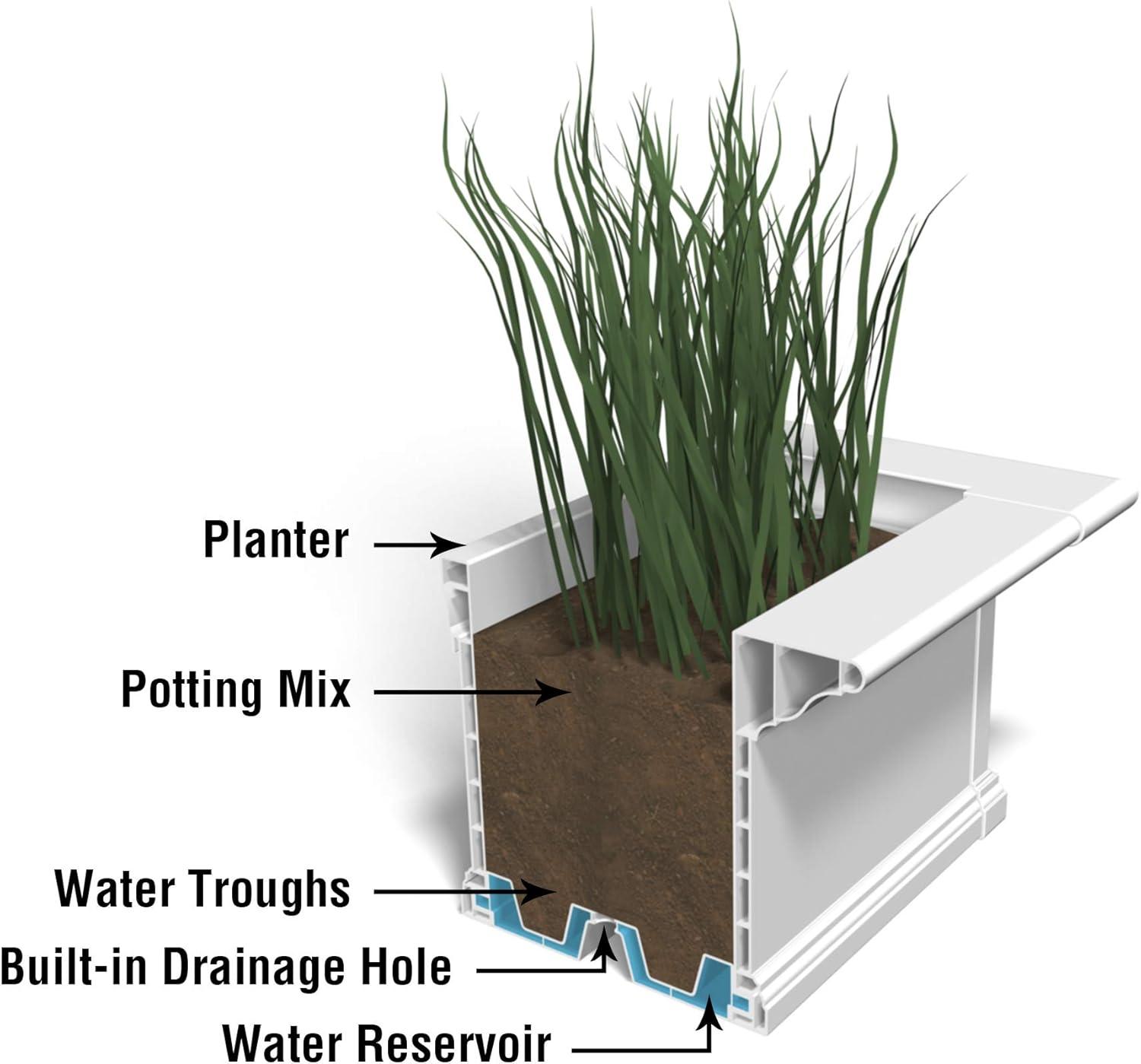 Mayne Yorkshire 3ft Window Box - Customizable - Vinyl Planter Box - White (4823-W)