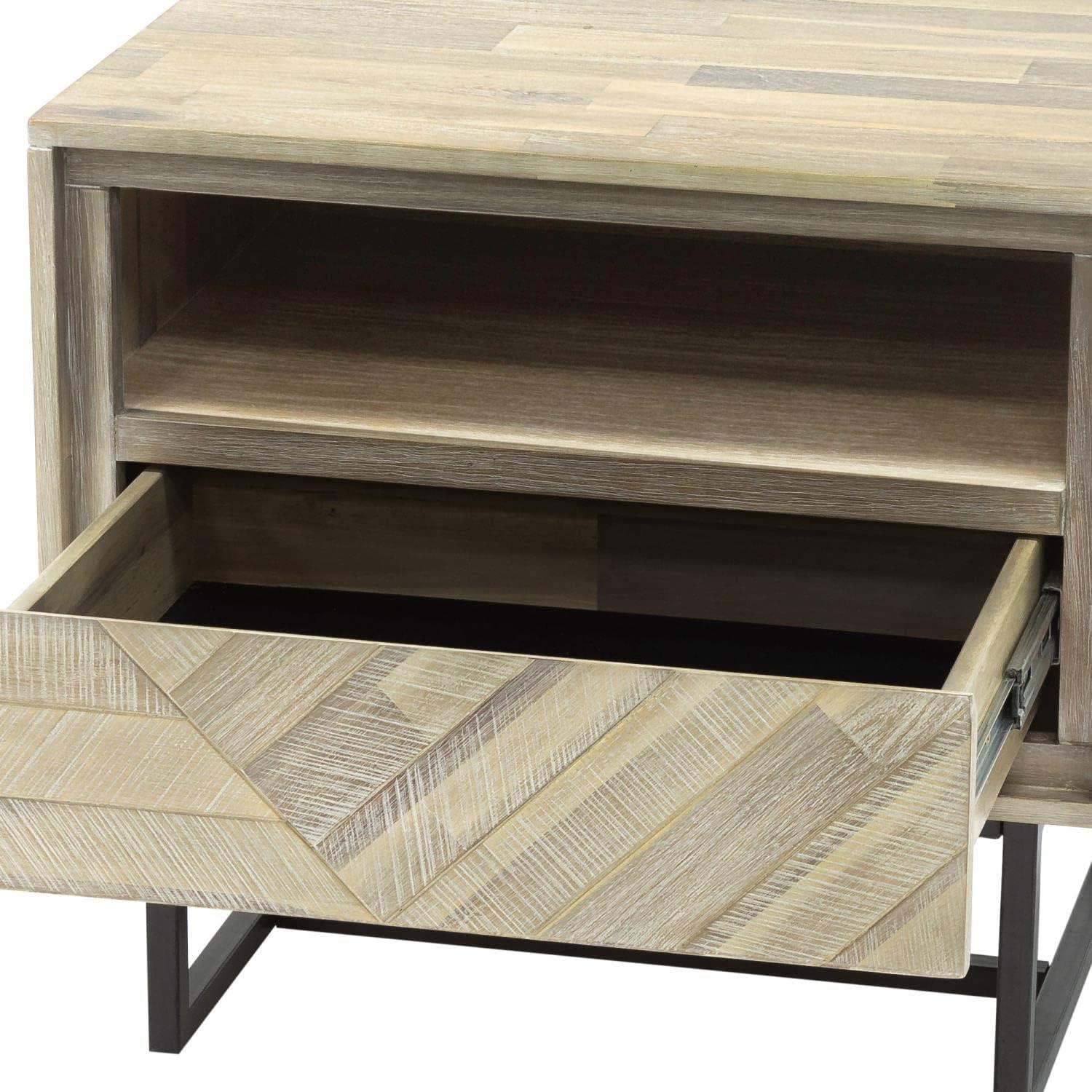 Armen Living Peridot 1-Drawer Modern Wood Night Stand in Natural