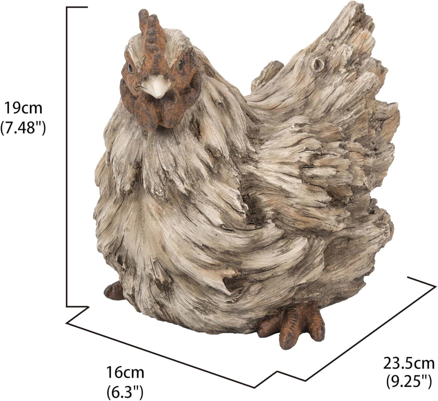 Driftwood Squatting Hen Statue