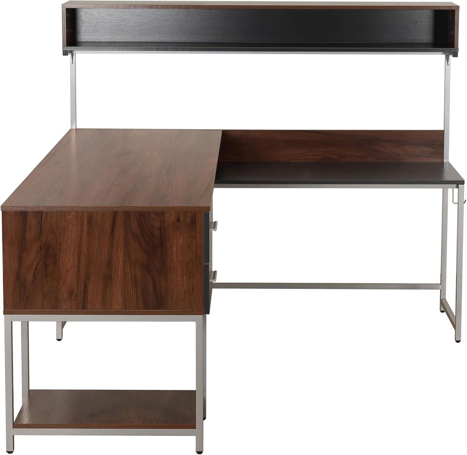 L Shape Desk with Hutch and Storage - Techni Mobili