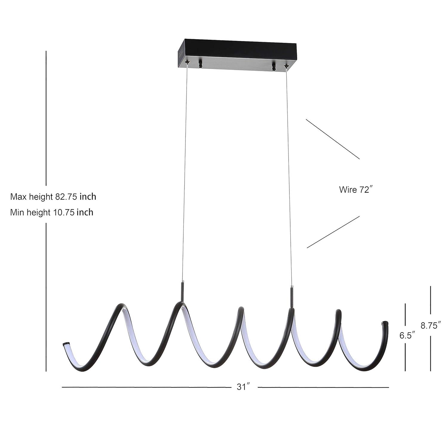 Ali 31" Dimmable Adjustable Integrated LED Metal Linear Pendant, Black