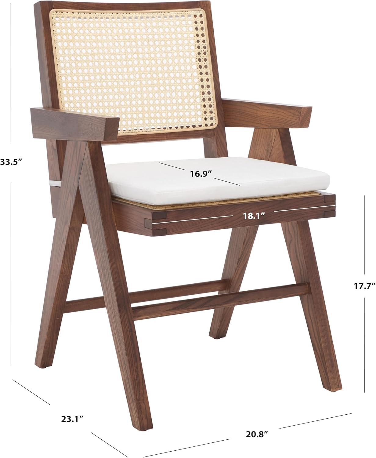 SAFAVIEH Couture Colette Contemporay Linen Solid Dining Armchair, Walnut/Natural