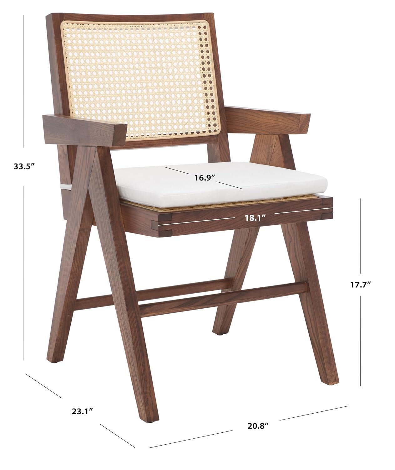 SAFAVIEH Couture Colette Contemporay Linen Solid Dining Armchair, Walnut/Natural