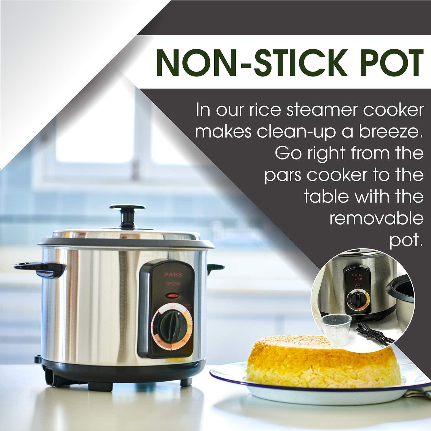 Pars Persian 15 Cup Stainless Steel Automatic Electric Steamed Rice Cooker Maker