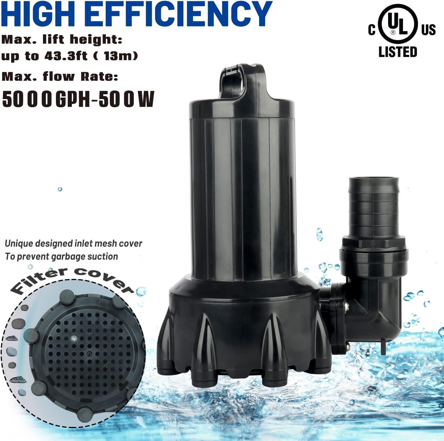 Large Black Submersible Pond Pump with Ceramic Impeller