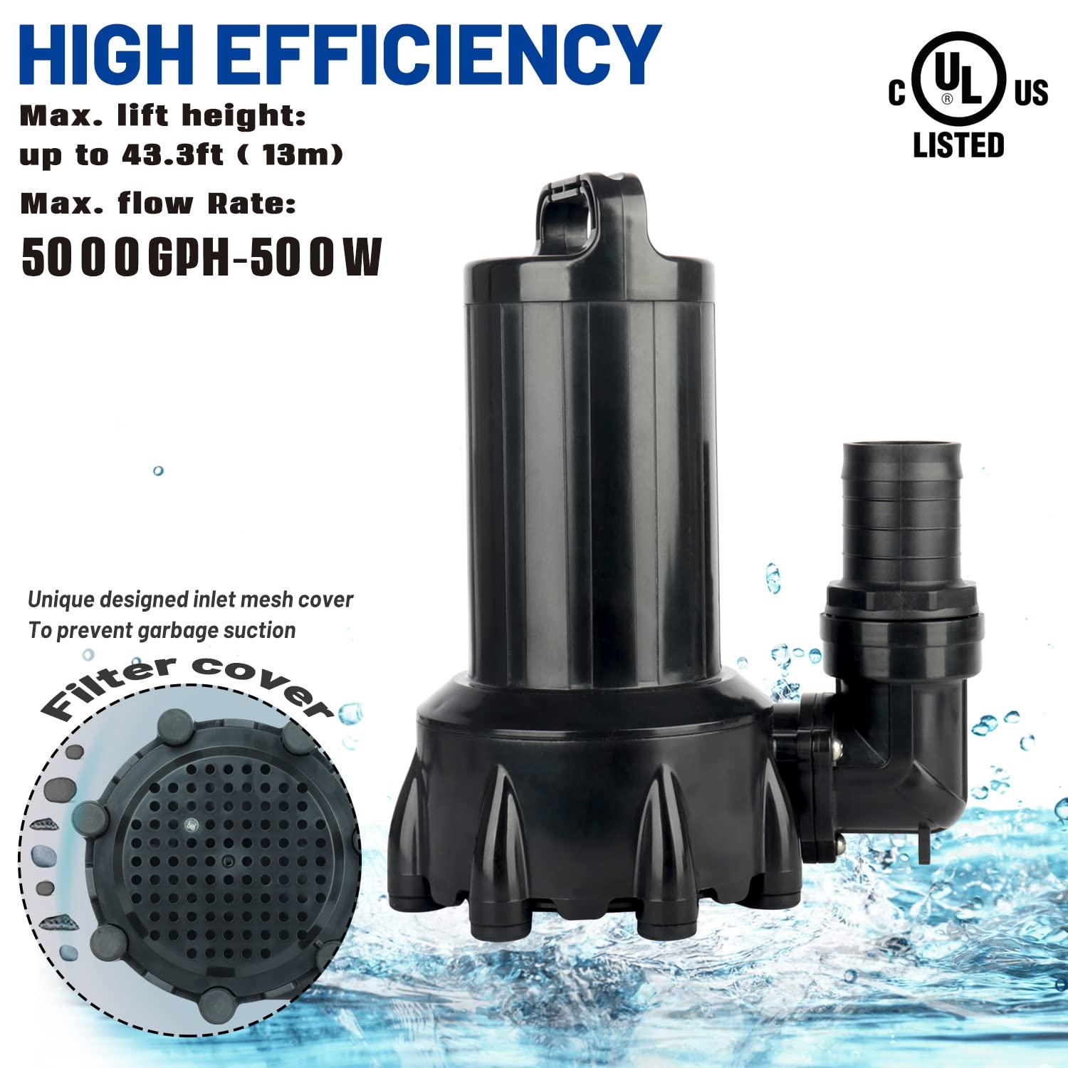 Large Black Submersible Pond Pump with Ceramic Impeller