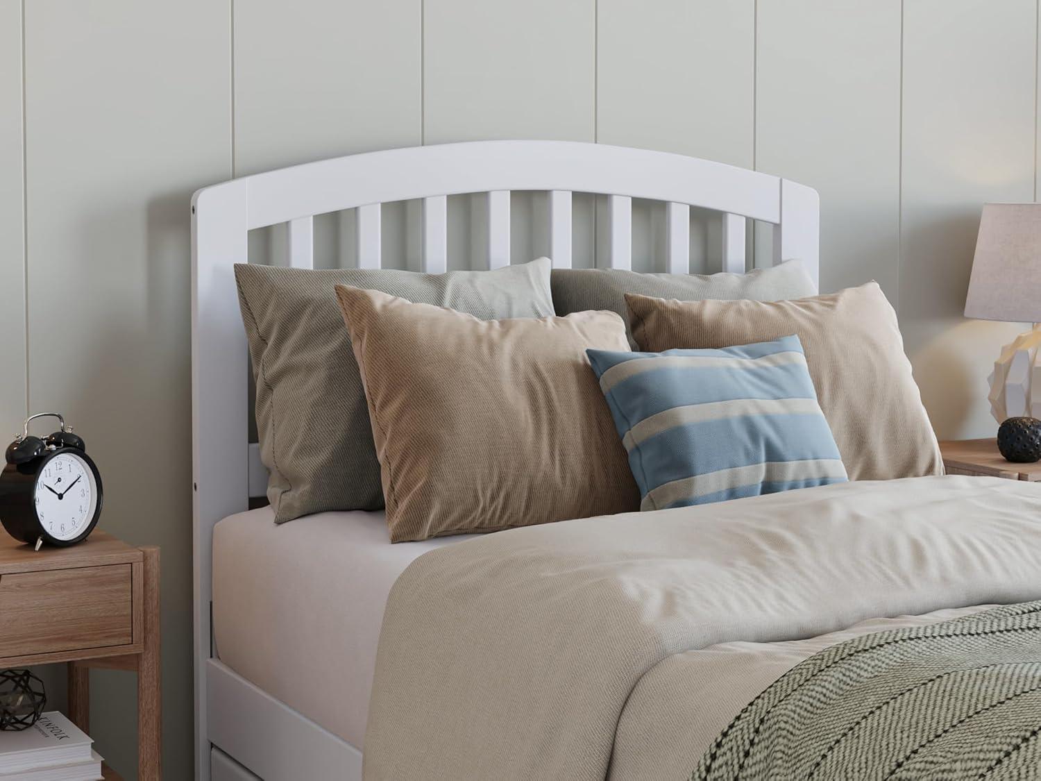 Lucia Twin XL Wood Platform Bed with Panel Footboard & Twin XL Trundle in White