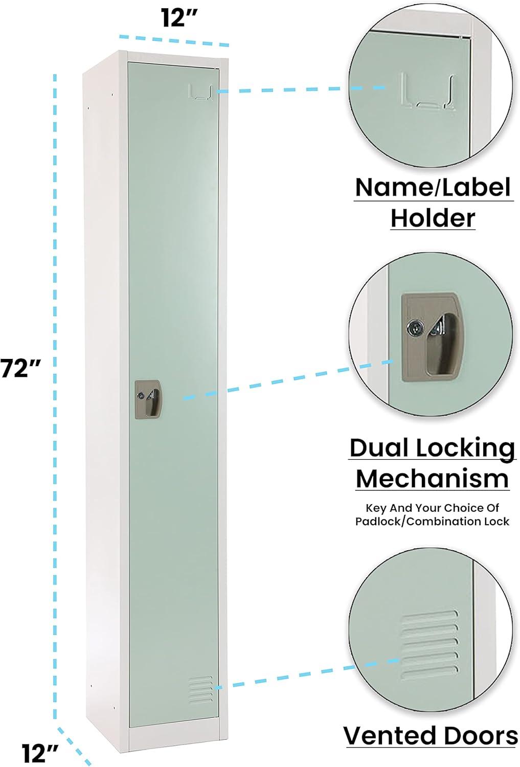 Misty Green Steel Office Locker with Adjustable Shelving