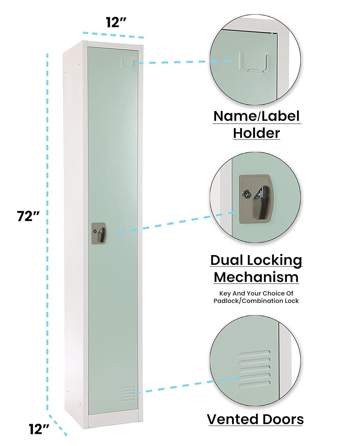 AdirOffice 12'' Wide Steel 1-Tier School and Gym Locker