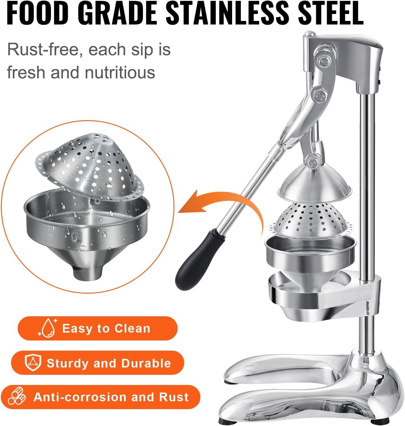 Stainless Steel Manual Citrus Juicer with Ergonomic Handle