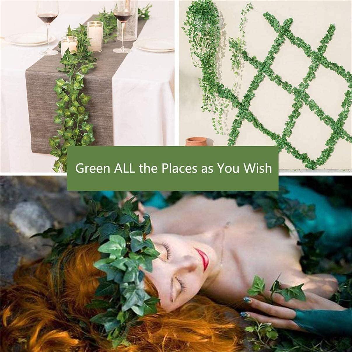 Green Artificial Ivy Garland with LED String Lights for Indoor and Outdoor Decor