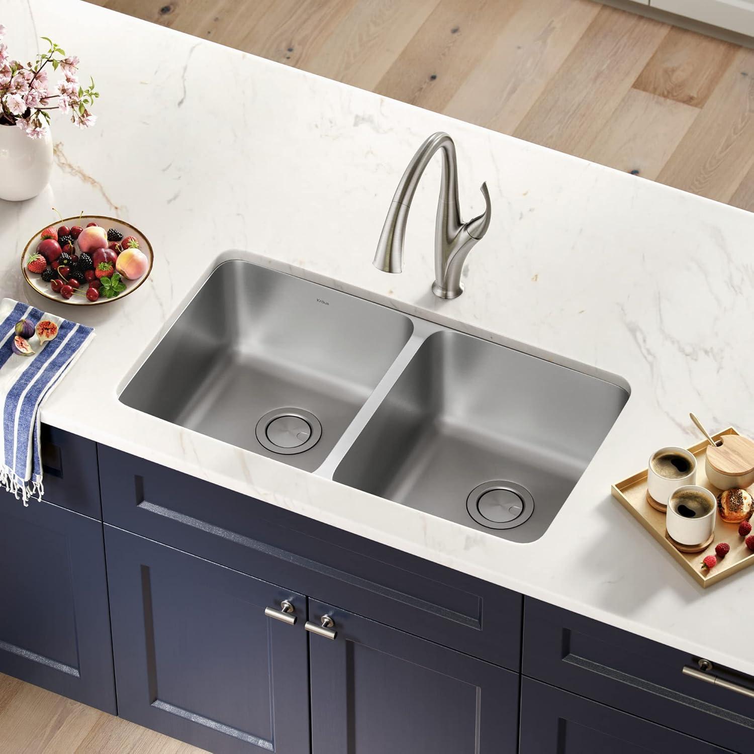 24.75" Stainless Steel Double Bowl Undermount Kitchen Sink