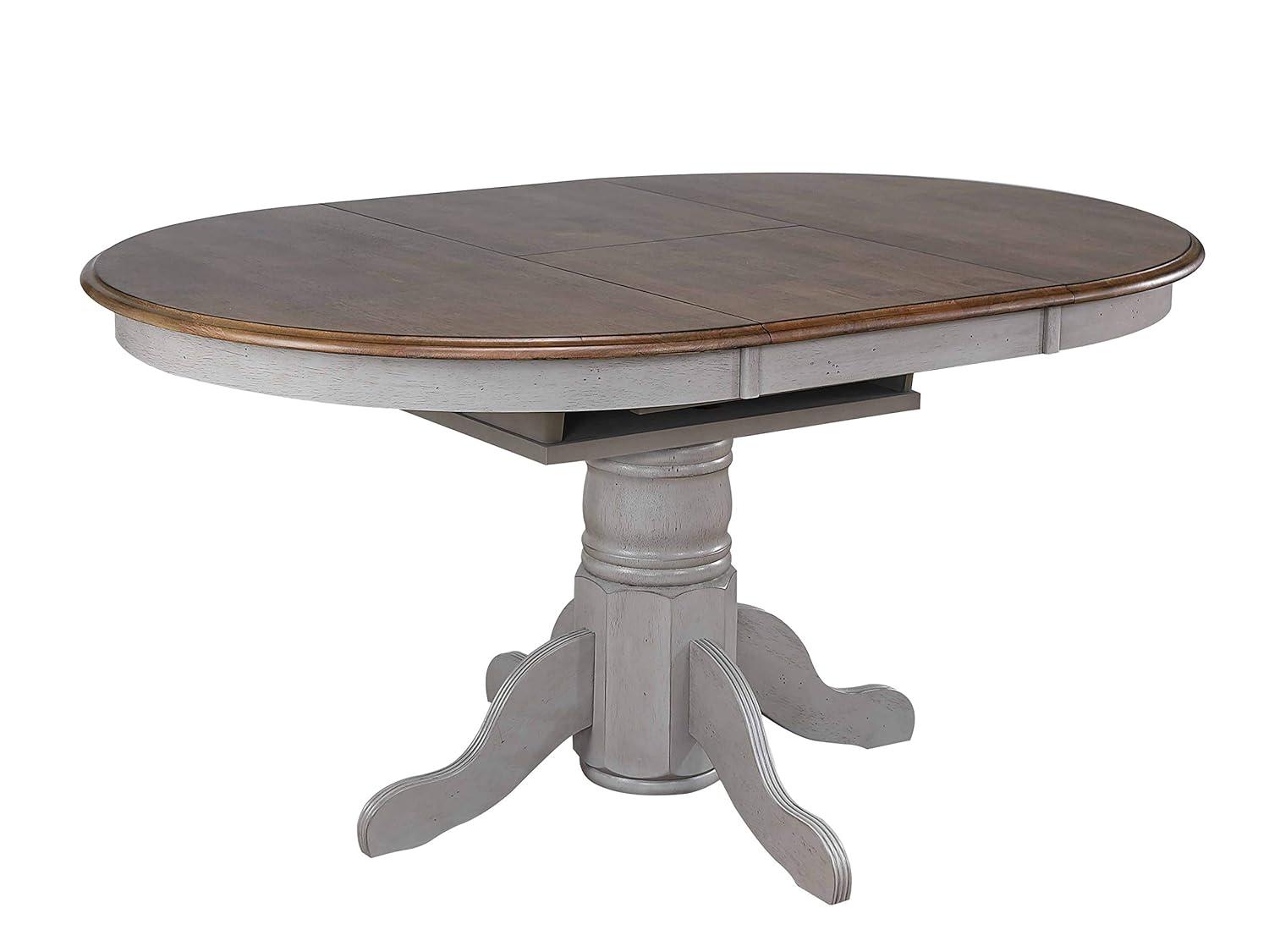Sunset Trading Country Grove Round or Oval Extendable Dining Table | Distressed Gray and Brown Wood