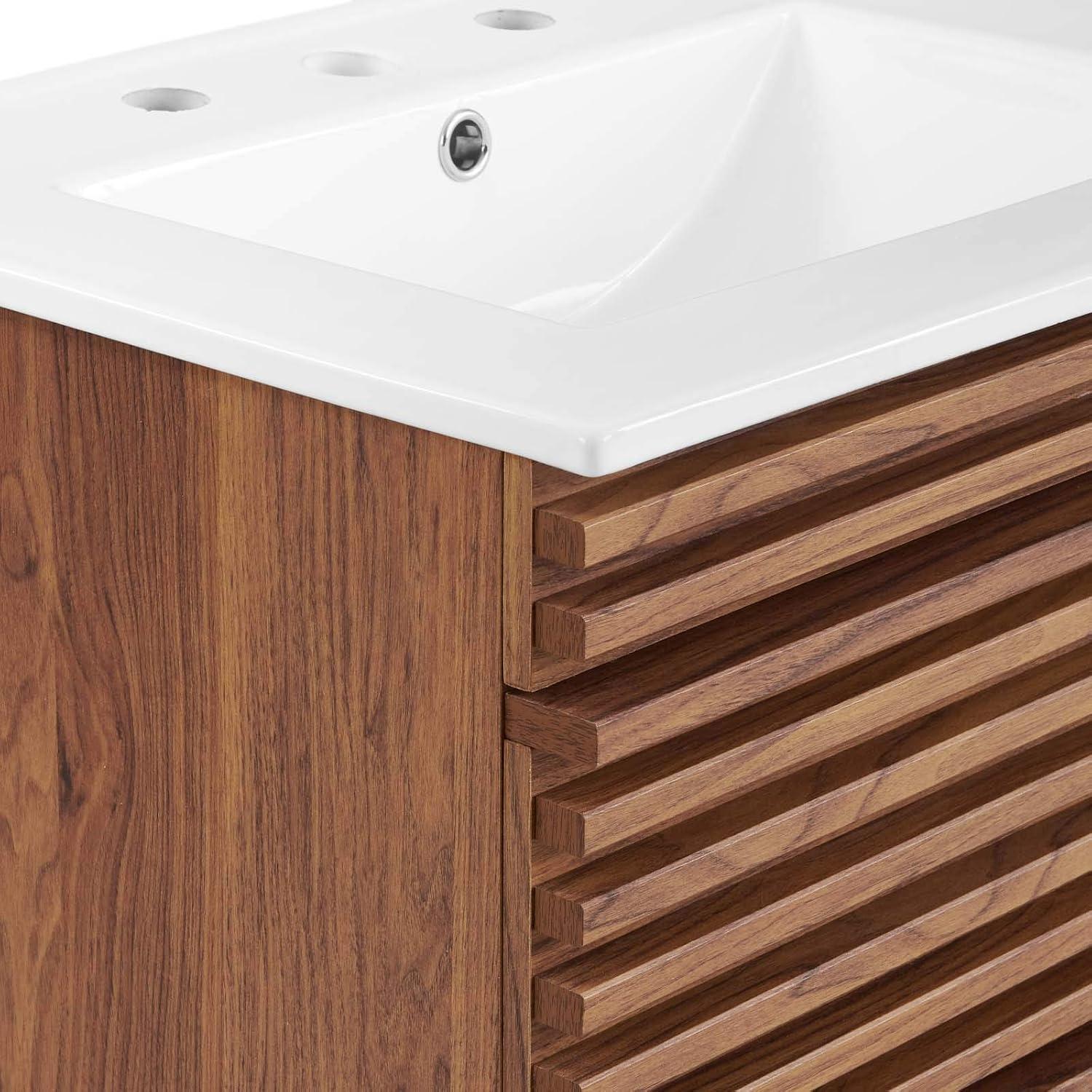 Render 24" Wall-Mount Bathroom Vanity Walnut White