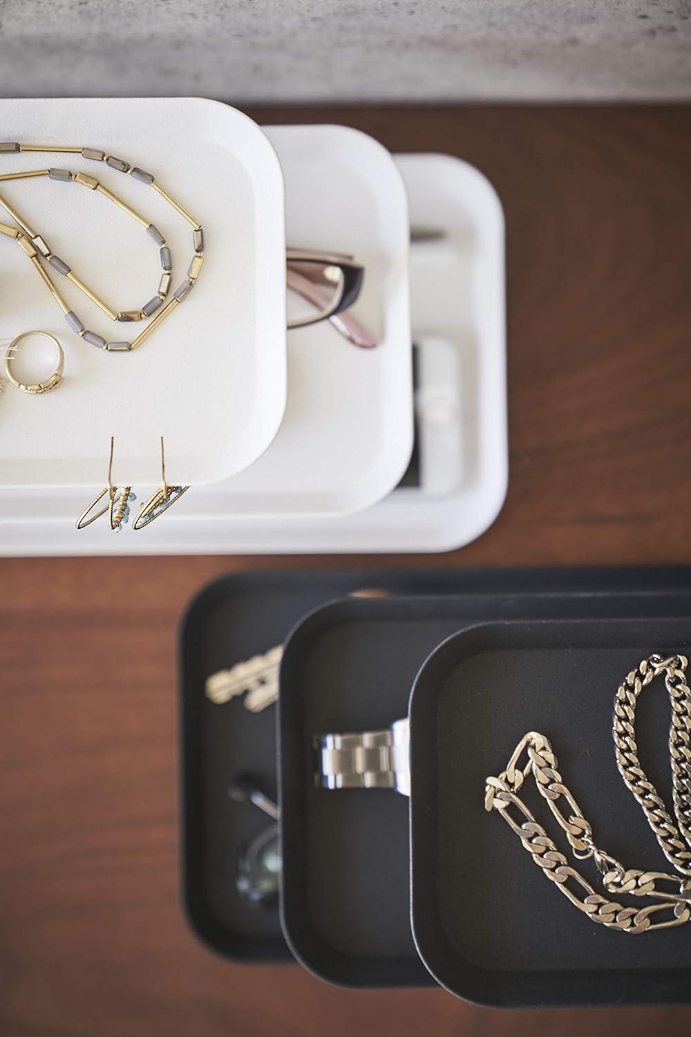 Modern 3-Tier White Metal Accessory & Jewelry Organizer Tray