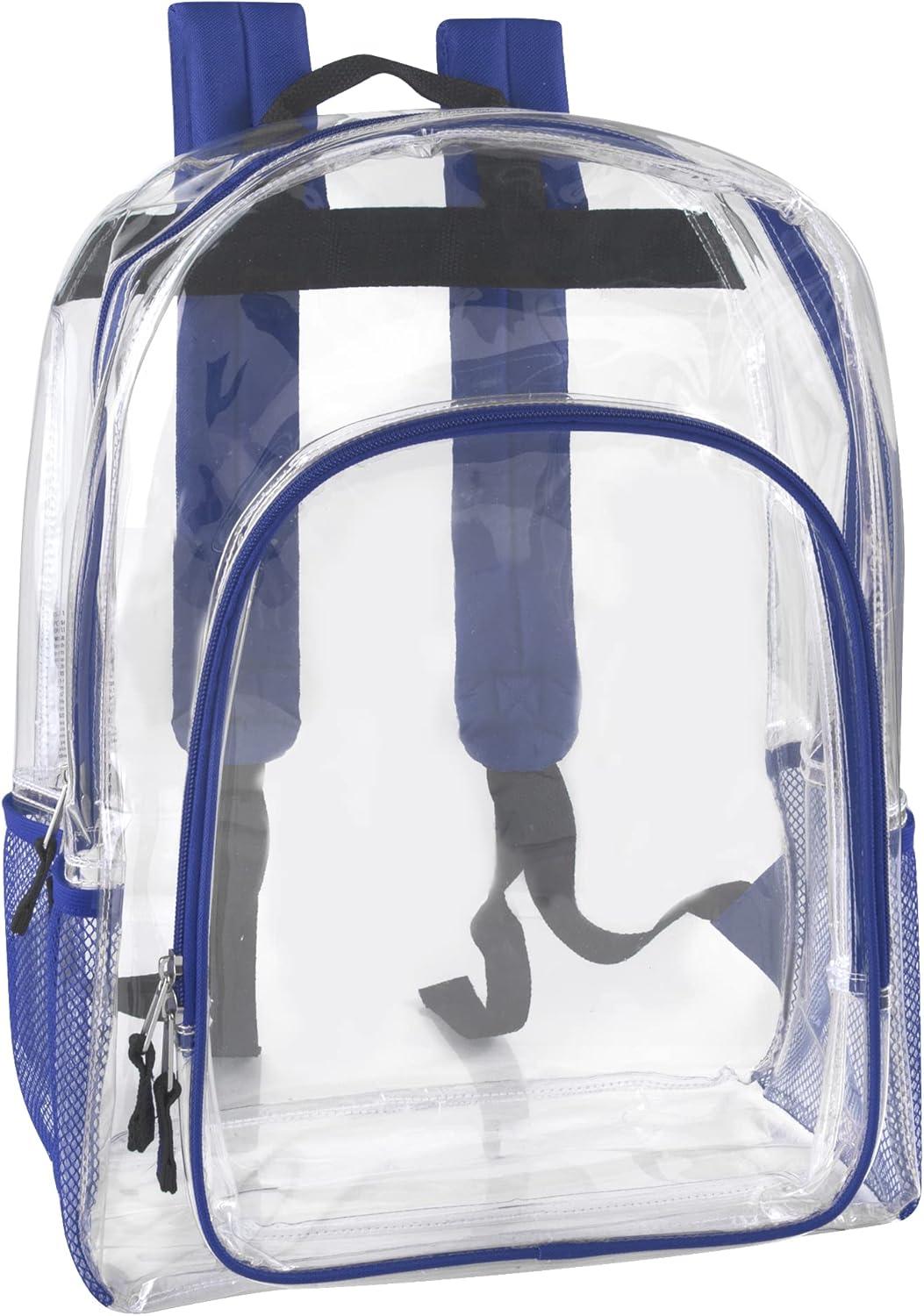 Trailmaker Heavy-Duty Clear Backpack, Blue Trim