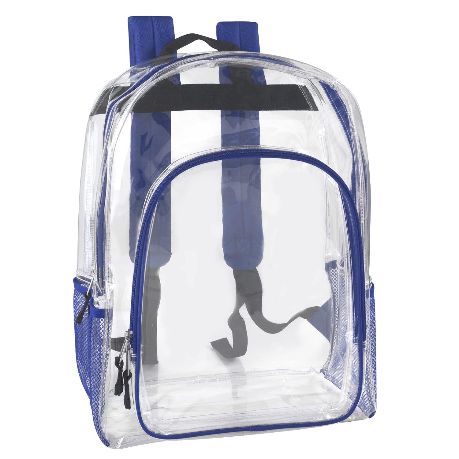 Trailmaker Heavy-Duty Clear Backpack, Blue Trim