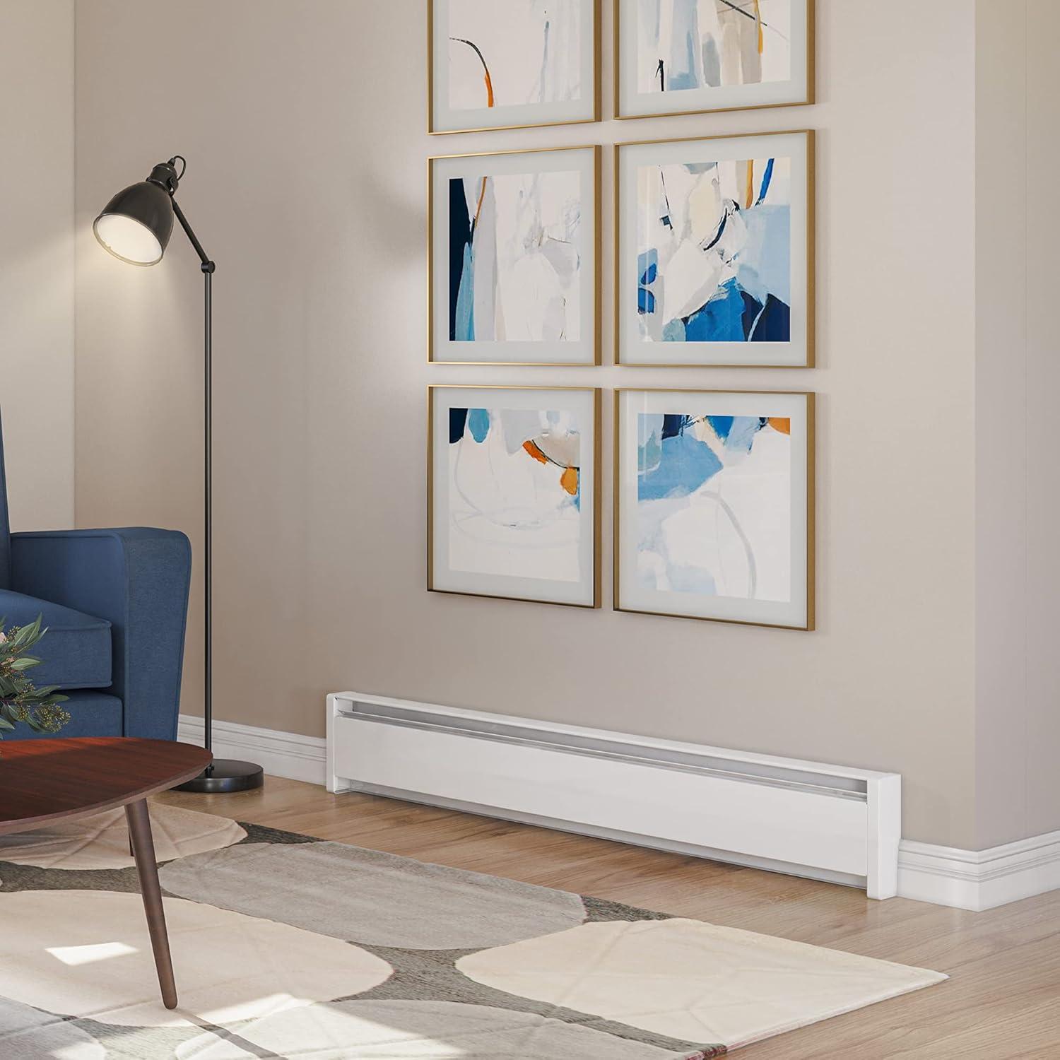 Cadet SoftHeat 59" Electric Hydronic Baseboard Heater (Model: EBHN1000W, Part: 13459), 3415/2560 BTU, 240/208 Volt, 1000/750 Watt, White