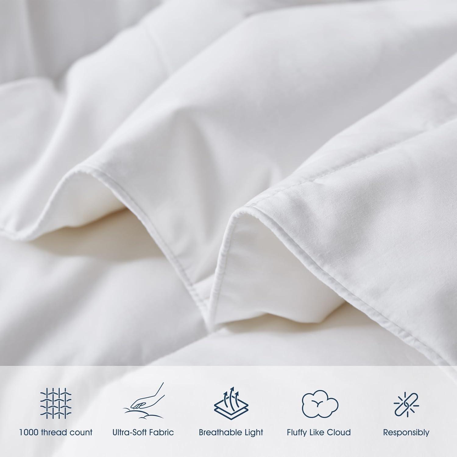 Luxurious Full/Queen White Cotton Down-Alternative Comforter