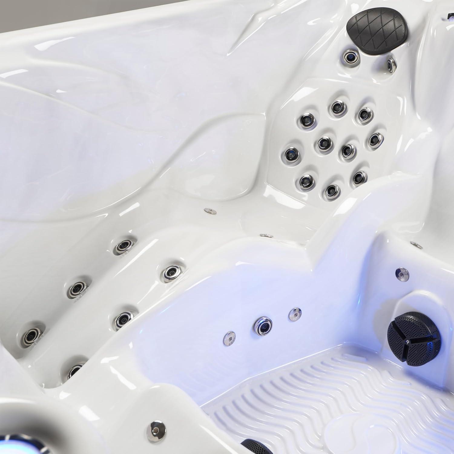 Aqualife® by Strong Spas® Grand Banks™ 5-Person 81-Jet Acrylic Lounger Hot Tub Spa, Stainless Steel Heater and Ozonator, Multi Color LED Lighting, Insulated Cover Included