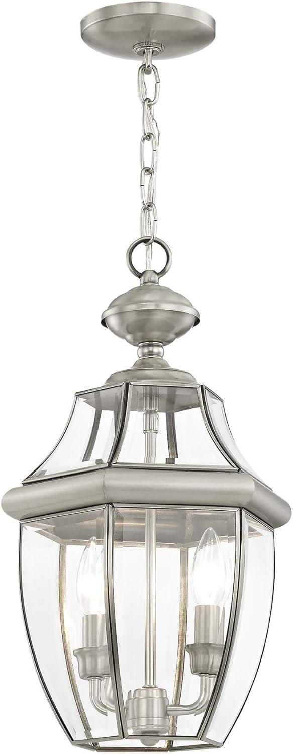 White Beveled Glass 2-Light Outdoor Hanging Lantern