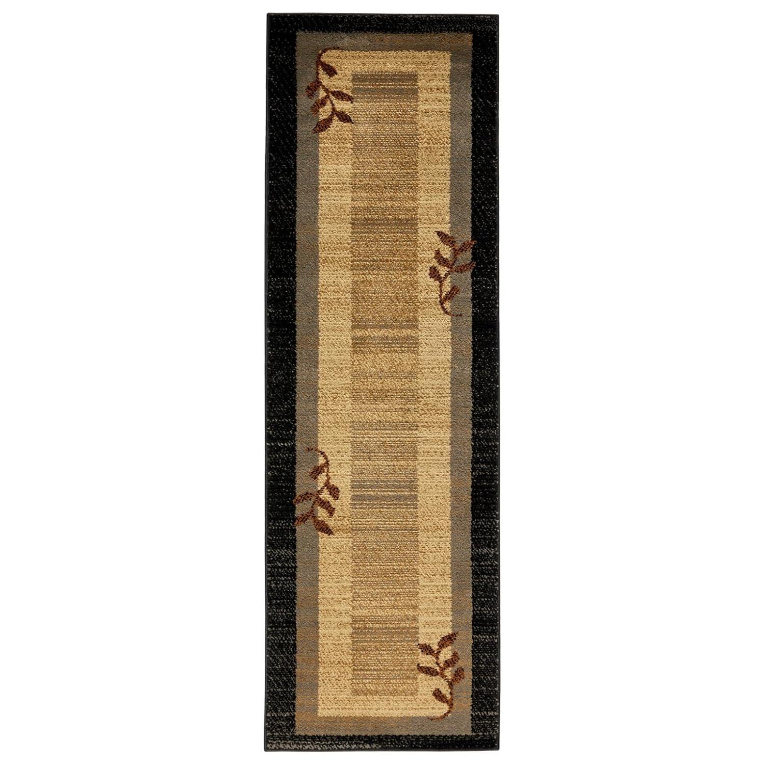 Home Dynamix Royalty Clover Contemporary Geometric Border Runner Area Rug, Black/Blue, 1'9"x7'2"