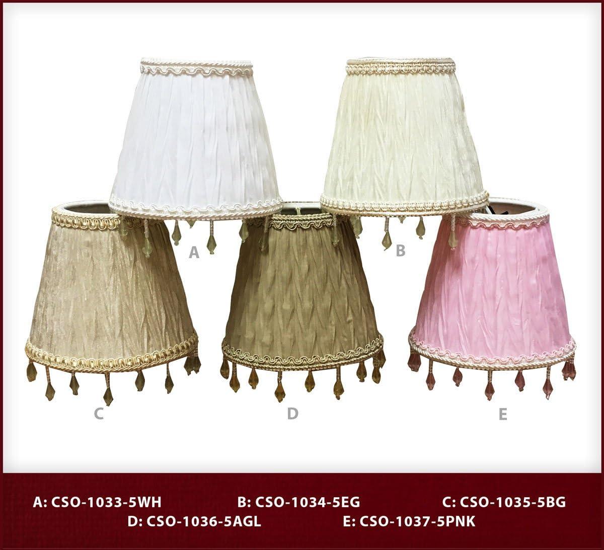 Royal Designs, Inc. Clip on Ruche Pleated Empire Chandelier Lamp Shade Flame Clip Fitter, CSO-1033-5WH-6, 3 x 5 x 4.5, White, 6 Pack