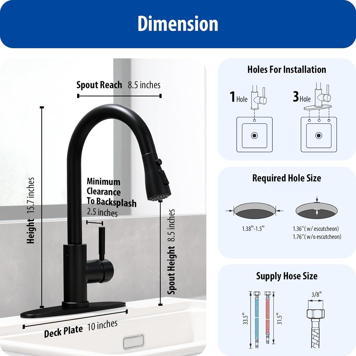 ARCORA ARCORA Stainless Steel  Single Handle Pull-Down Sprayer Kitchen Faucet Set with Touchless Sensor AR7100301B-DC